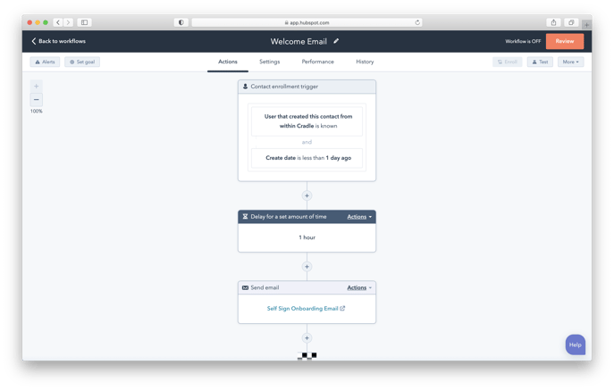 Welcome Email Workflow Screenshot