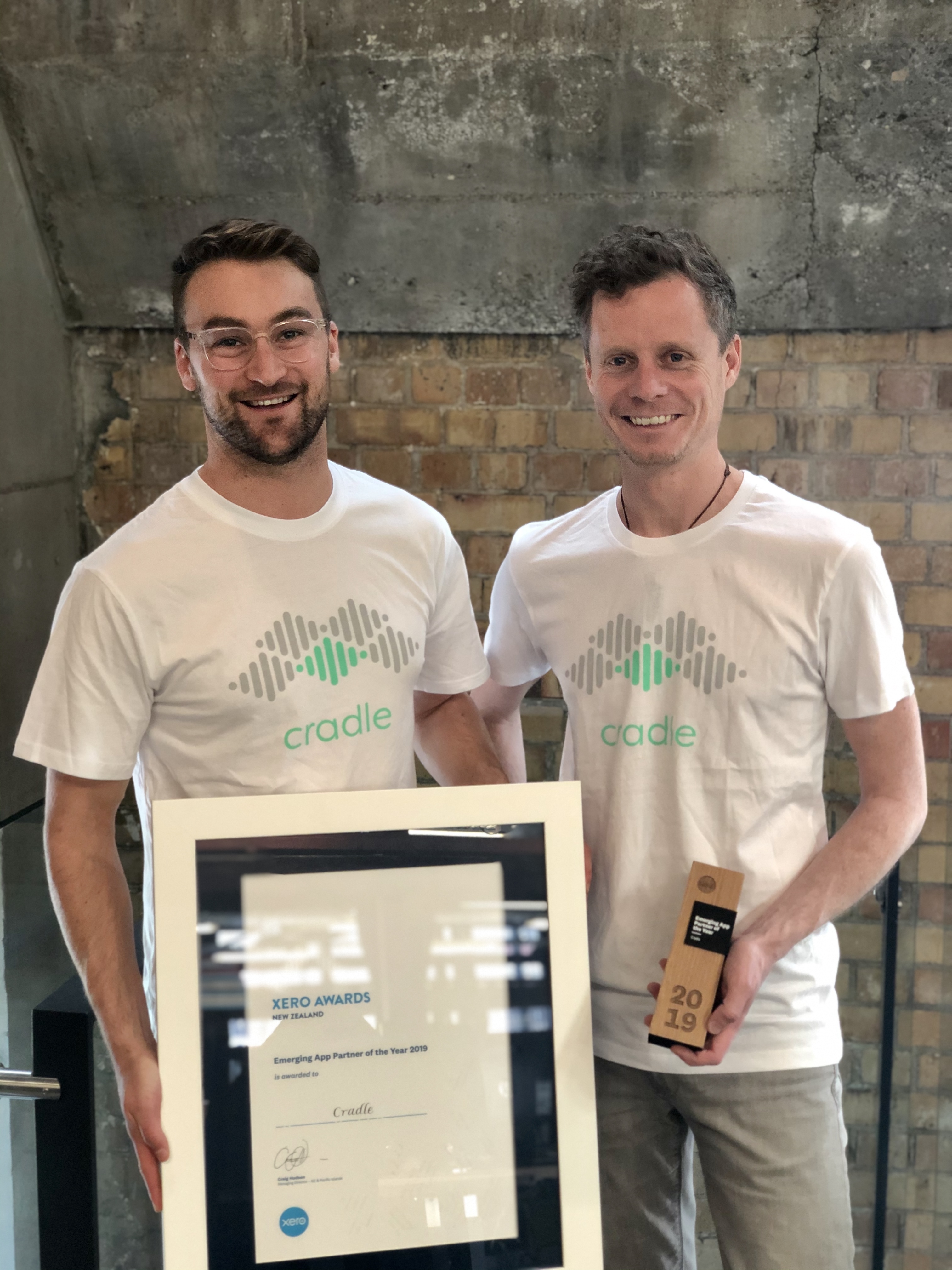 Max and James with the Xero Emerging App Award